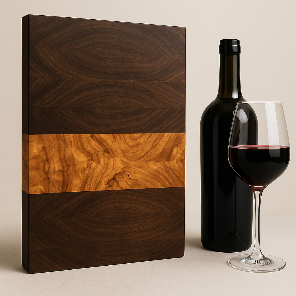 Firox-Stirnholz Schneidebrett 350 x 250 x 25 mm Nussbaum & Olivenholz – Handgemacht & Stilvoll
